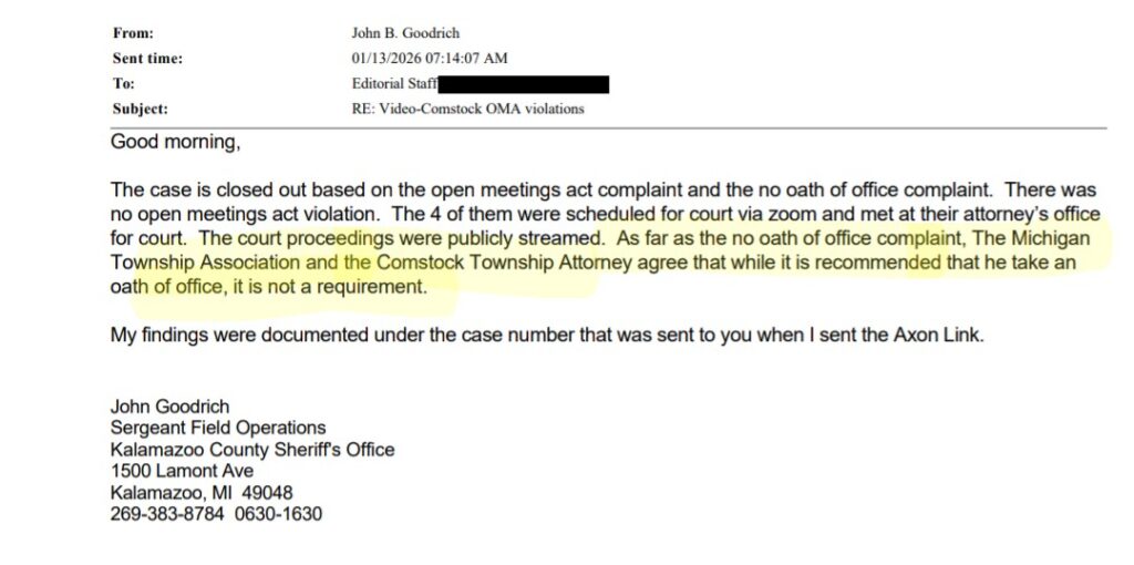 FOIA of Kalamazoo Sheriff